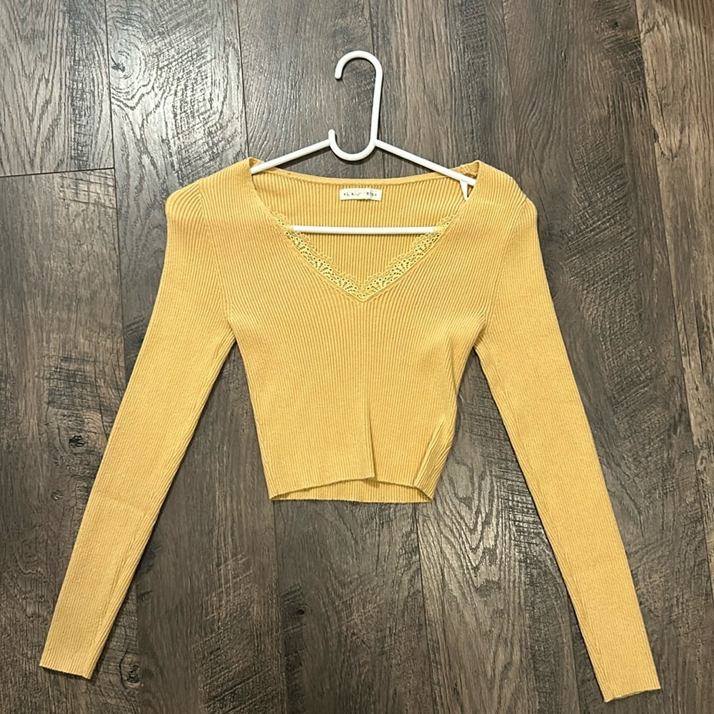 pacsun la hearts lace trim fitted sweater ♡